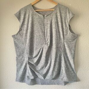 Athleta Pacifica Faux Wrap Zipper Front Tank Top Women’s 2XL Heather Gray Active
